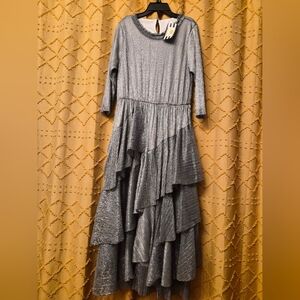 Elegant New Years Eve Silver Layered Dress